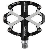 Venzo Flat DH/XC CNC Alloy 9/16" Mountain Bicycle CR-MO Axle Sealed Pedals Black