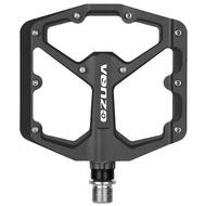 VENZO Flat Mountain Bike BMX/MTB Non-slip Aluminium Sealed Bearing Pedals - 10.5mm Ultra Thin Profile - Large Bicycle Platform Pedals 9/16"