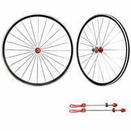 Cyclingdeal Shimano Compatible 10 Speed Road Bike Wheelset Sealed Bearing Red Hub